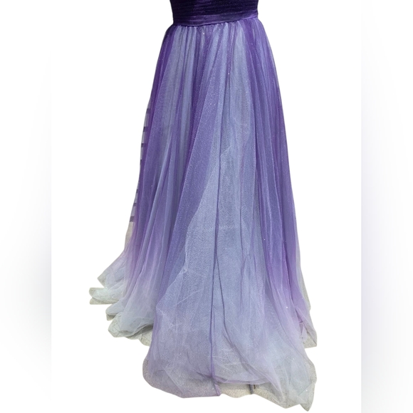 NWT Mac Duggal Purple Ombre Sparkle One-Shoulder Tulle Ball Gown Size 6 $398 - Picture 3 of 9